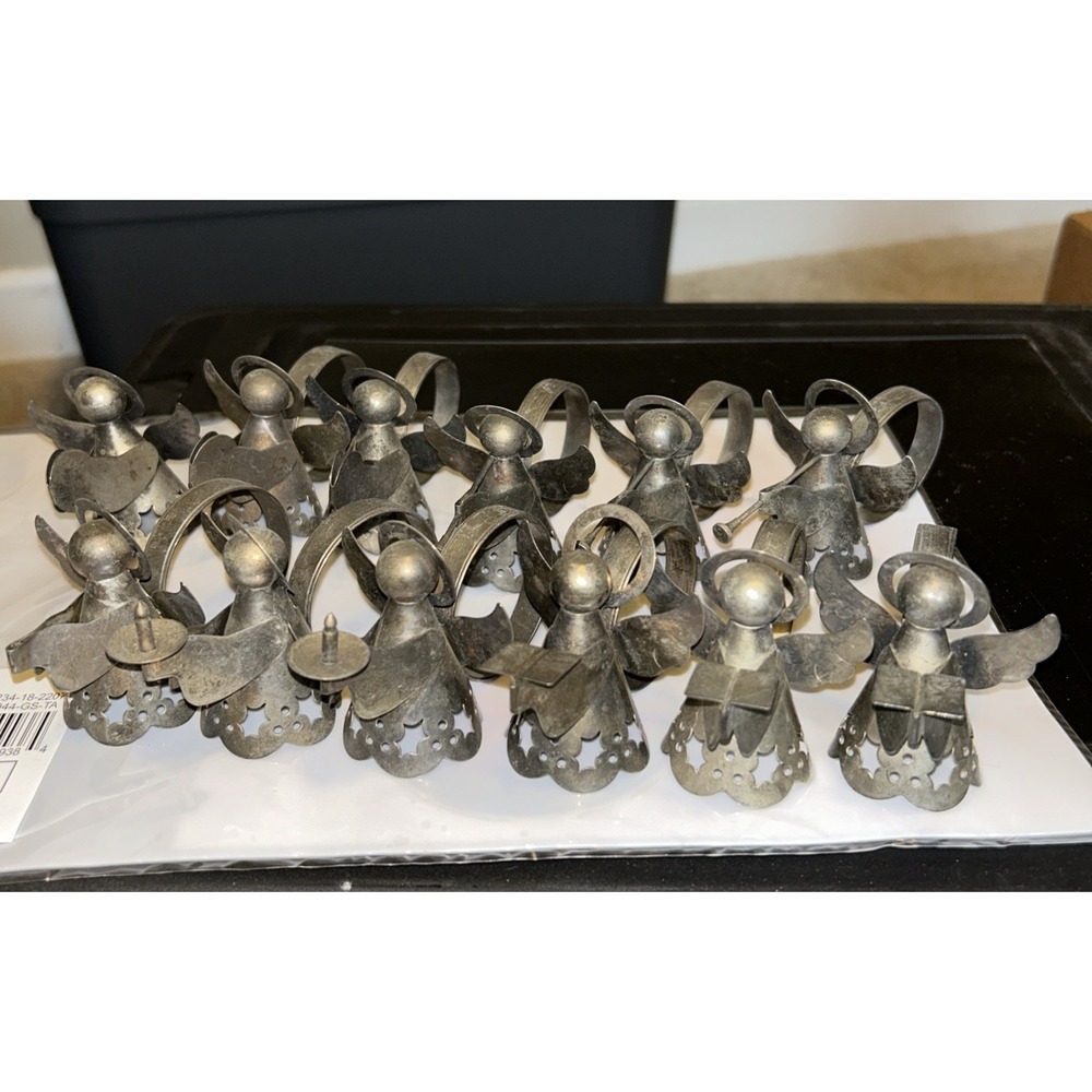 Vintage Silver Plate & Brass Christmas Angel Napkin Rings Set Of 12 READ